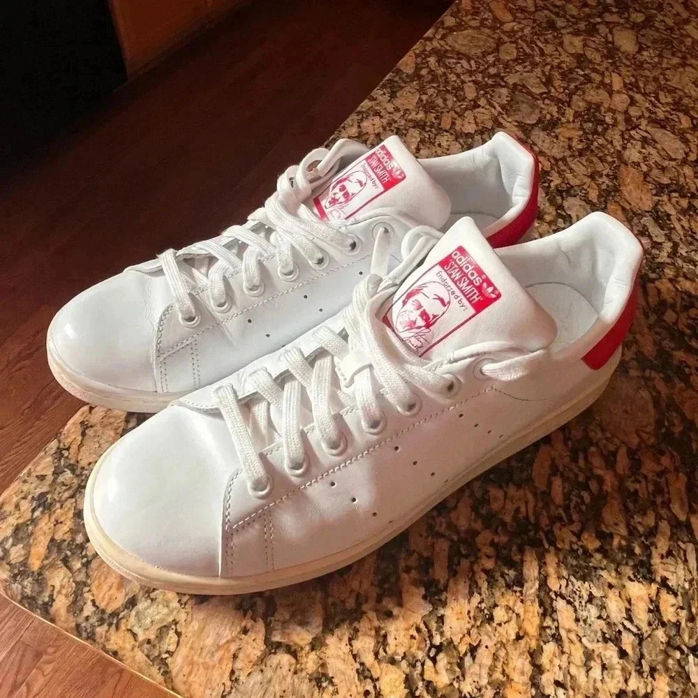 Mens Red Adidas Stan Smith - Picture 11 of 13